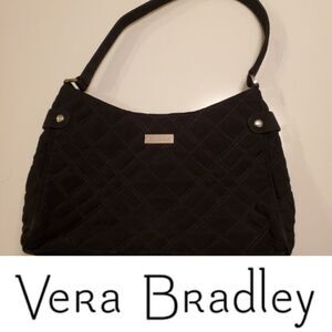 VERA BRADLEY BLACK QUILTED ZEBRA PRINT handled shoulder bag PURSE LIKE NEW